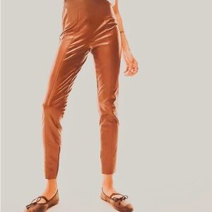 HAUTE MONDE Faux Leather Camel Tan Stretchy Skinny Pants Brown Leggings